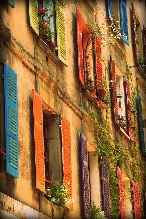 Beautiful shutters in Genoa, Italy
