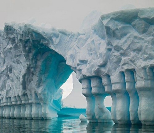 Columned Glacial Iceberg Bridge, Antarctica