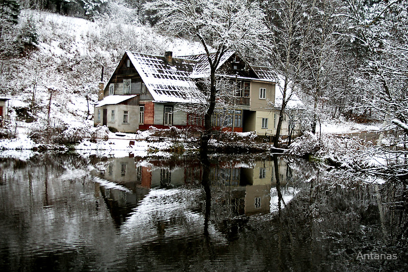 Winter house near the Green Lakes, Vilnius, Lithuania