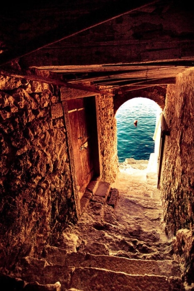 Passageway to the sea, Isle of Crete, Greece