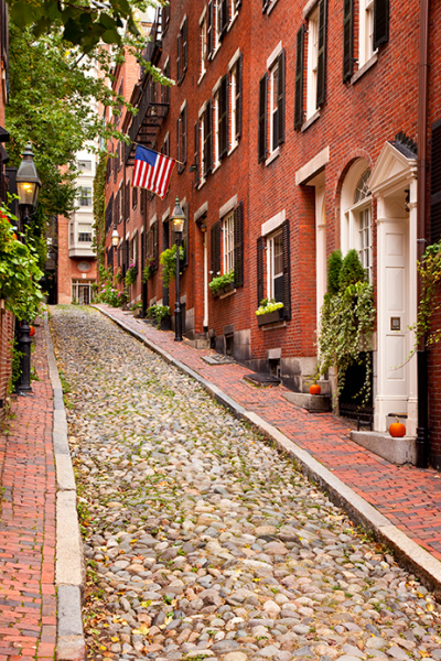Acorn Street in Beacon Hill, Boston, Massachusetts