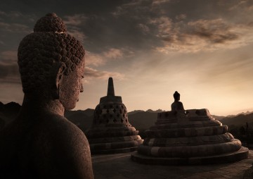 Buddha statue, Borobudur temple, Java, Indonesia