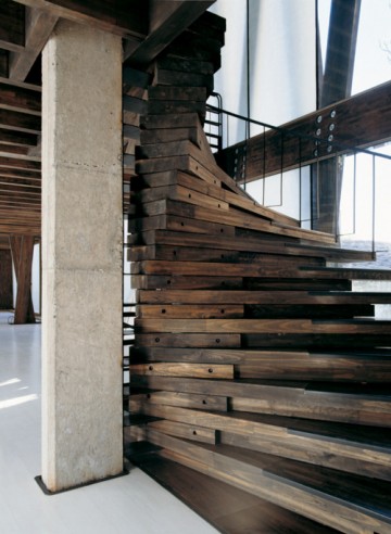 Modern wooden stairs