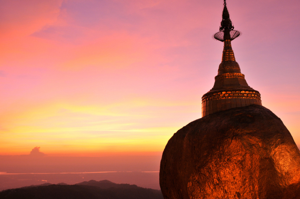 Sunset at Kyaiktiyo Pagoda (Golden Rock), Myanmar