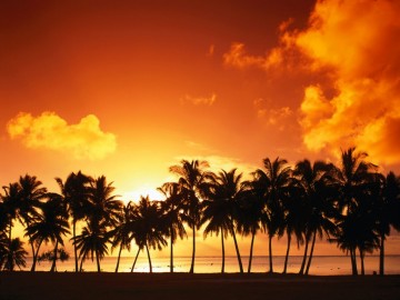 Aitutaki Island at Sunset, Cook Islands