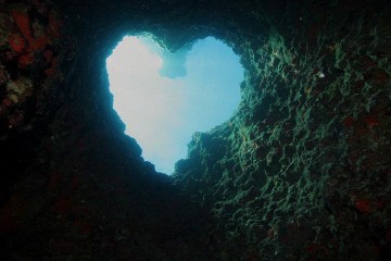 Heart shaped underwater cave