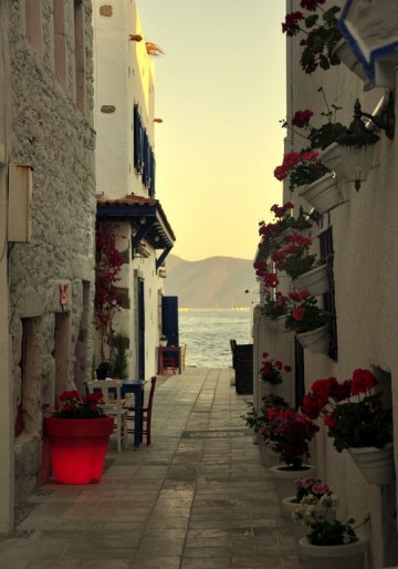 Walkway to the Sea, Santorini, Greece
