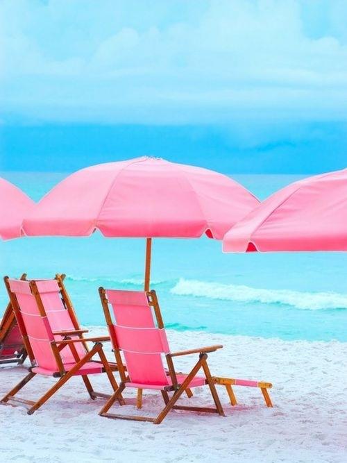 Pink beach chairs