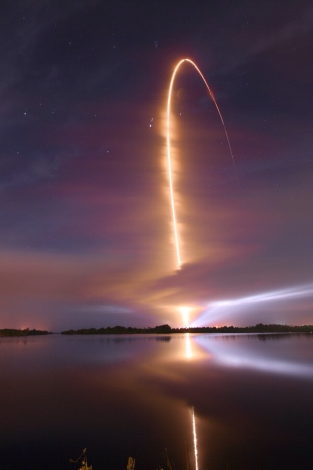 Night time space shuttle launch