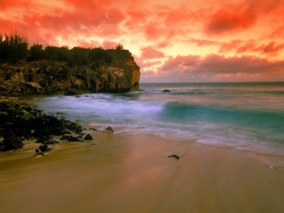 Sunset at Shipwrecks Beach, Poipu, Kauai, Hawaii
