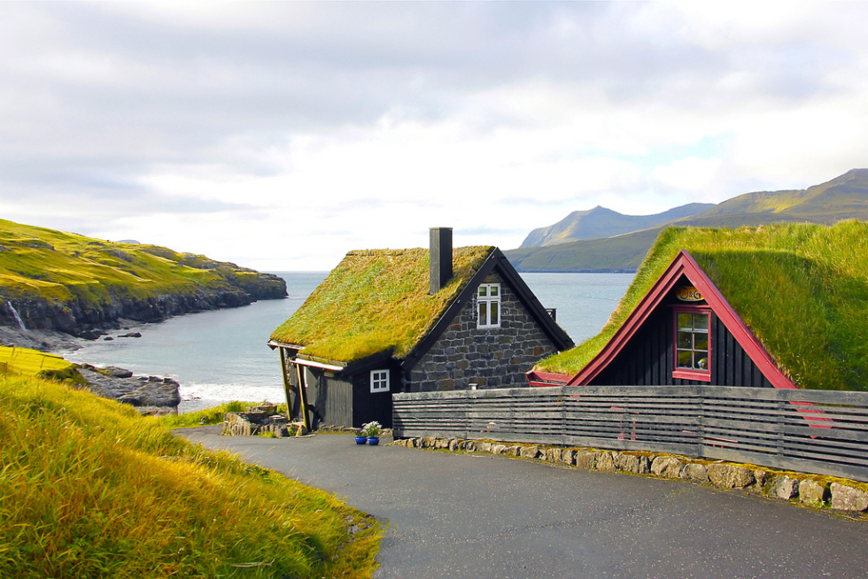 Grass Roofed Homes, Leynar, Faroe Islands