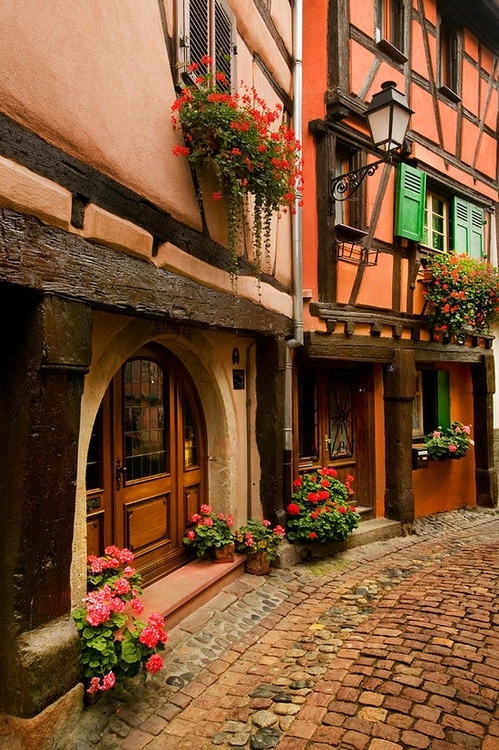 Cobblestone Street, Alsace, France