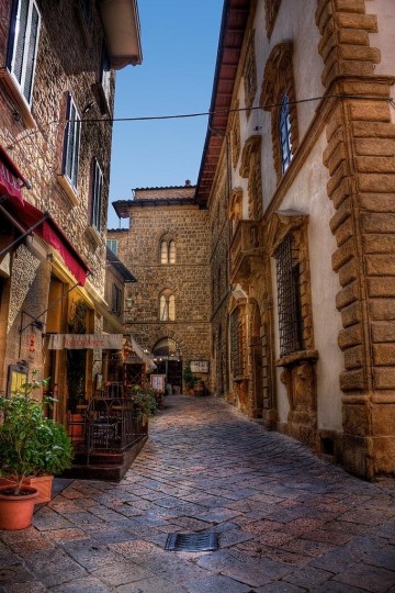 Cobblestone Street, Volterra, Italy