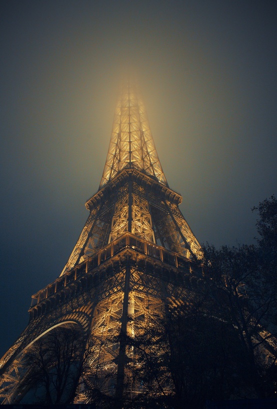 Eiffel Tower in fog