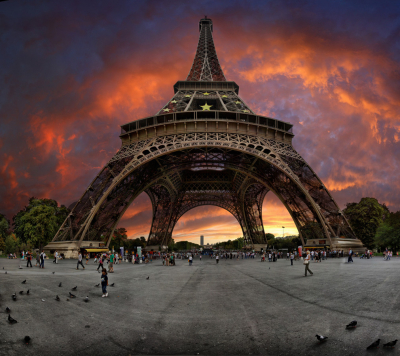Sunset near the Eiffel Tower, Paris, France