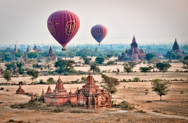 Hot air balloons over Bagan, Burma