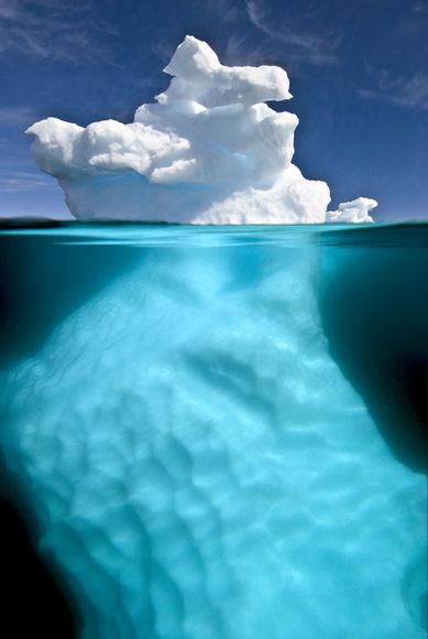 Split view iceberg, Pleneau Island, Antarctica