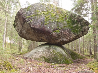Kummakivi balanced giant rock, Finland
