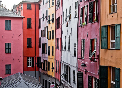 Colourful houses in Genova, Italy