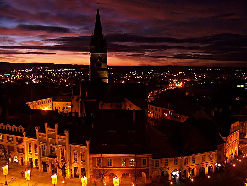 Sibiu by night, Transylvania, Romania