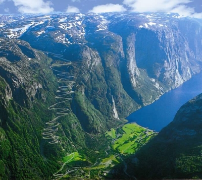 The road at the end of Lysefjorden, Norway