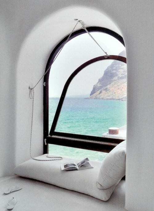 Reading nook in Santorini, Greece