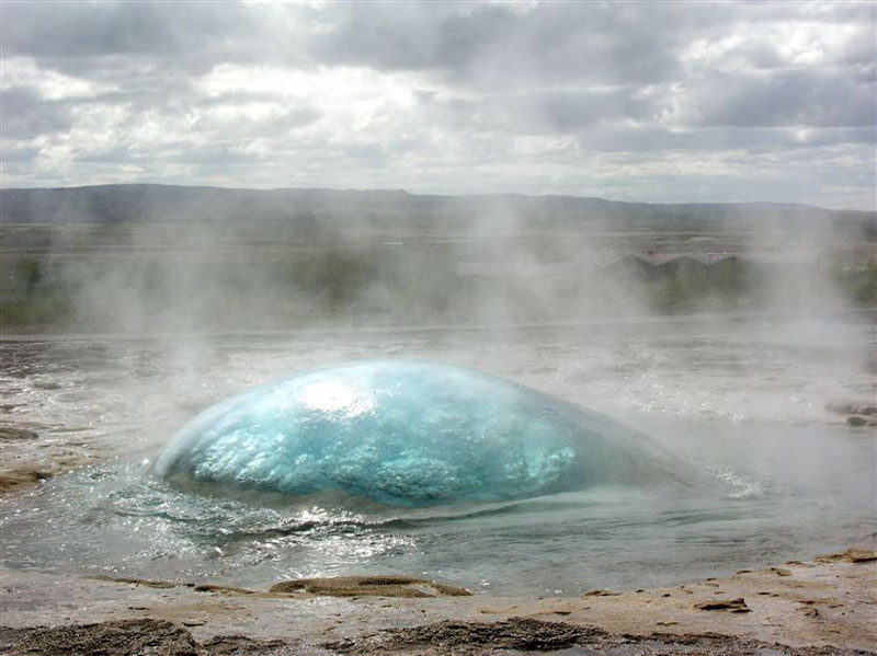 A geyser right before eruption