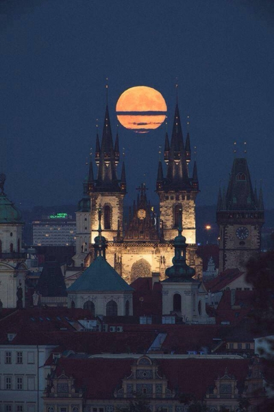 Full moon above Prague