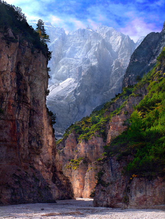 Val di Fonda view to Mount Cristallo, Italy