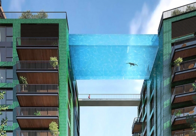 Glass-bottomed sky pool, London