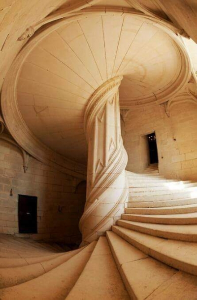 A staircase in La Rochefoucauld, France created by Leonardo da Vinci in 1517