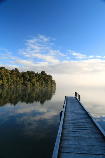 Dawn Mist, Lake Mapourika, New Zealand photo on Sunsurfer