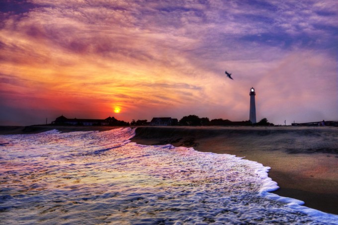 Cape May Lighthouse Sunset, Jersey Shore, USA photo on Sunsurfer